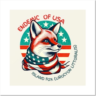 Endemic species of America: island fox Posters and Art